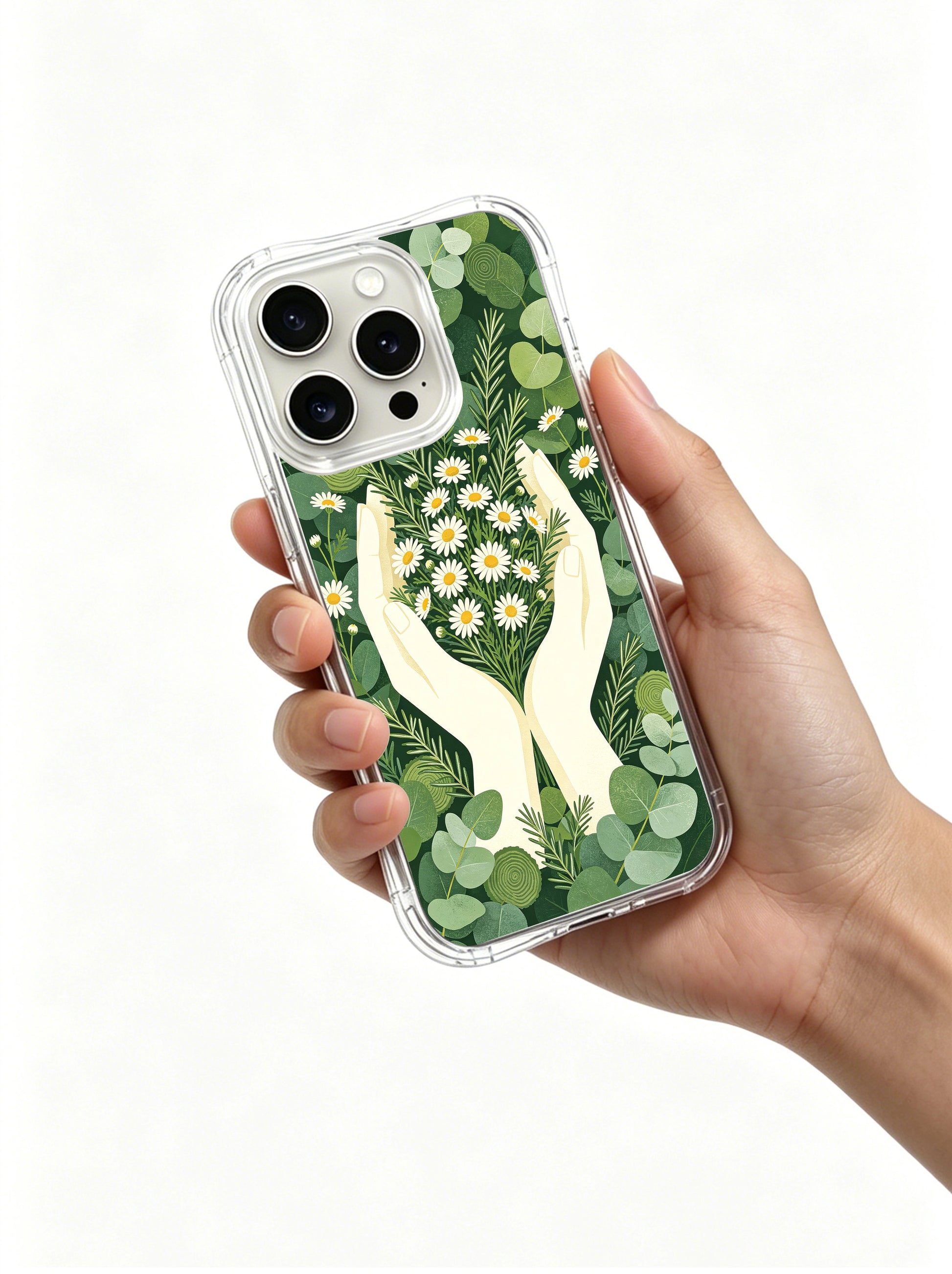 PhoneCasing iPhone 15 pro Case with whimsical herbal art, a premium illustrated case for nature lovers.
