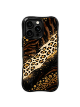 PhoneCasing iPhone 15 pro max case from the Wild Gilded Safari collection, black panther velvet design by artist Aurelia Wilden.