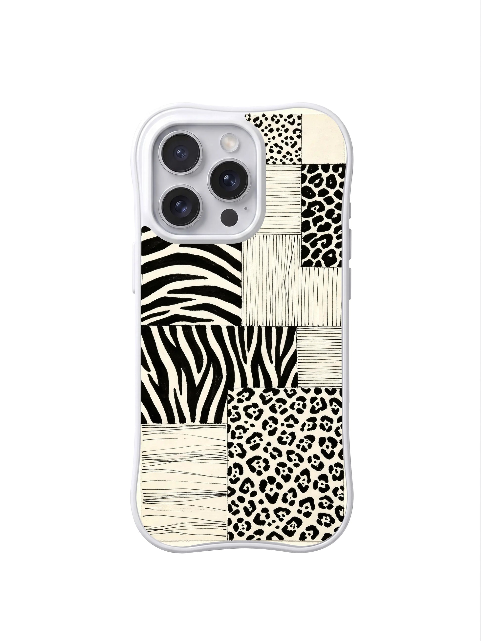 PhoneCasing iPhone 15 pro max case from the Wild Gilded Safari collection, black white beast order design by artist Aurelia Wilden.