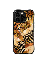 PhoneCasing iPhone 15 pro max case from the Wild Gilded Safari collection, bronze tiger weave design by artist Aurelia Wilden.