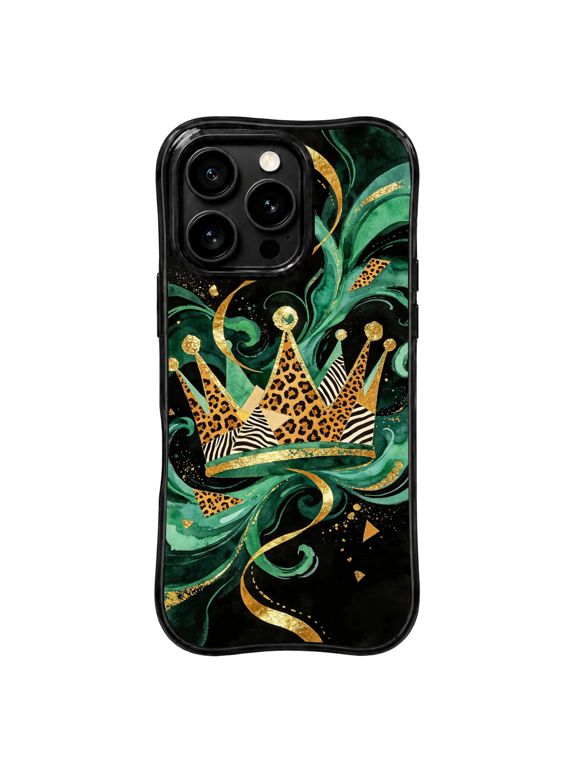 PhoneCasing iPhone 15 pro max case from the Wild Gilded Safari collection, wild crown design, regal powerful artistic phone cover.