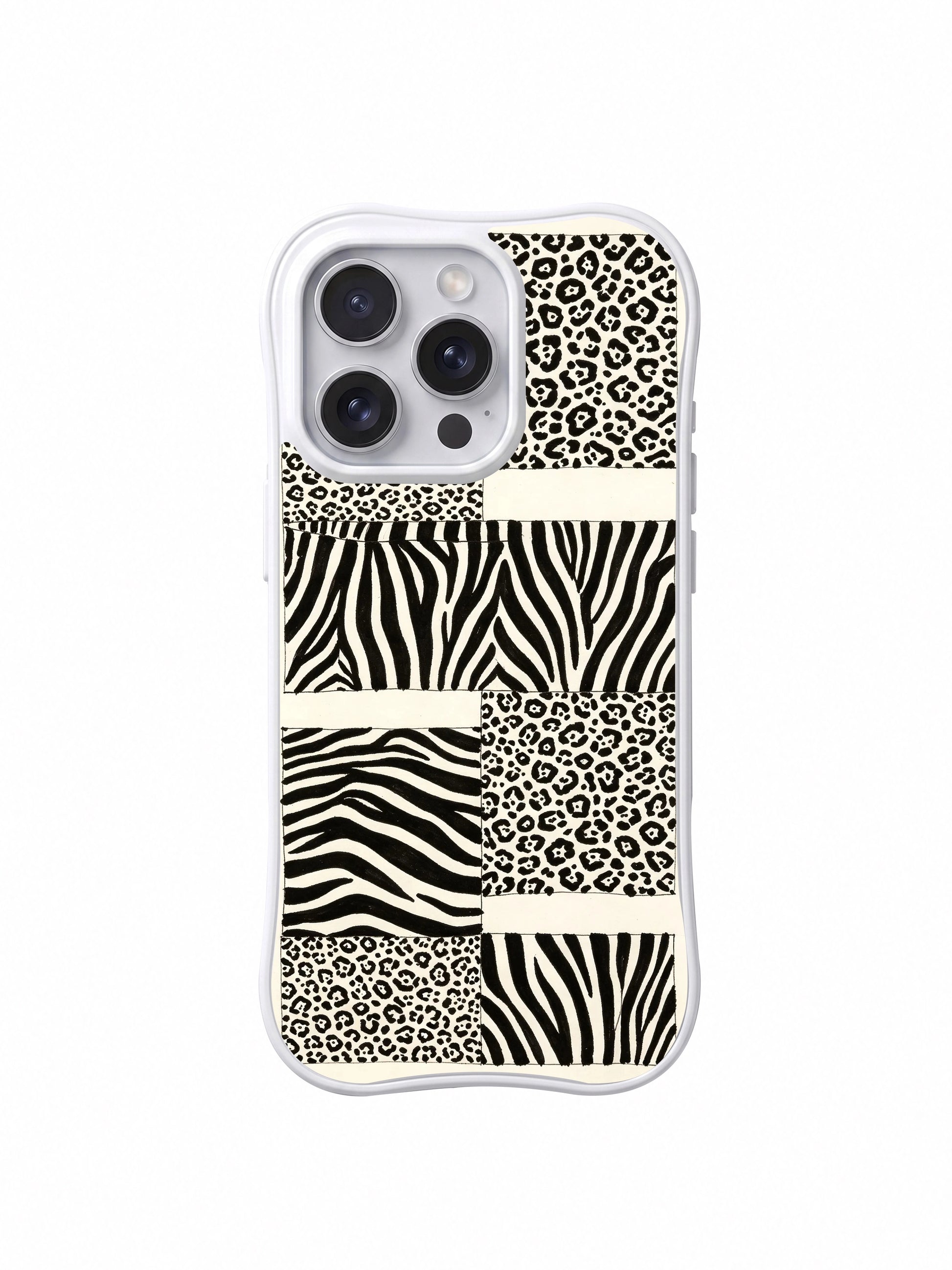 PhoneCasing iPhone 15 pro max case from the Wild Gilded Safari collection, black white beast order design, bold minimalist artistic phone cover.