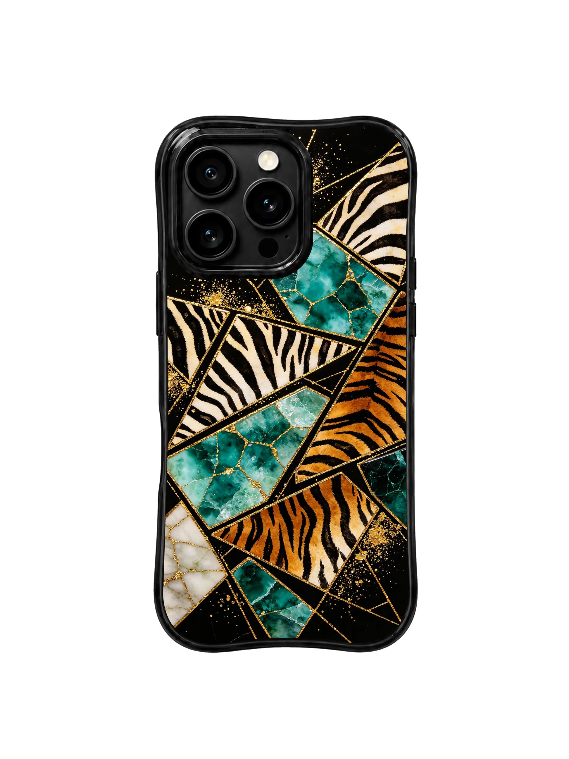 PhoneCasing iPhone 15 pro max case for confident multi-faceted women, luxury faceted wild gem design, high-end designer phone casing.