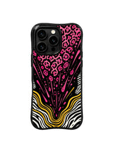 PhoneCasing iPhone 15 pro max casing in bold black and rose pink romantic print, premium protective phone cover for date nights and nights out.
