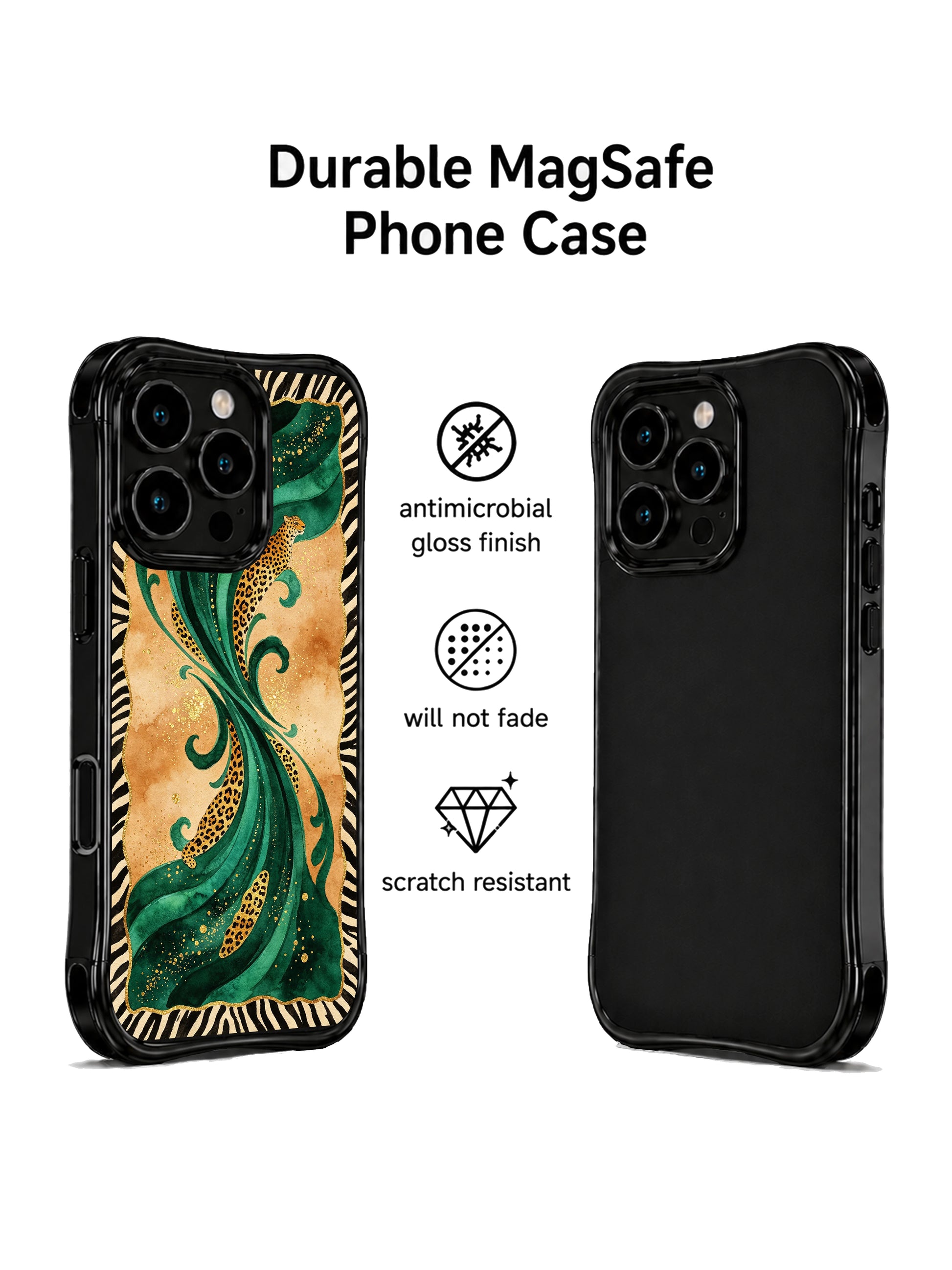 PhoneCasing iPhone 15 pro max casing with non-slip matte finish, elegant oasis leopard print, secure grip protective phone case.