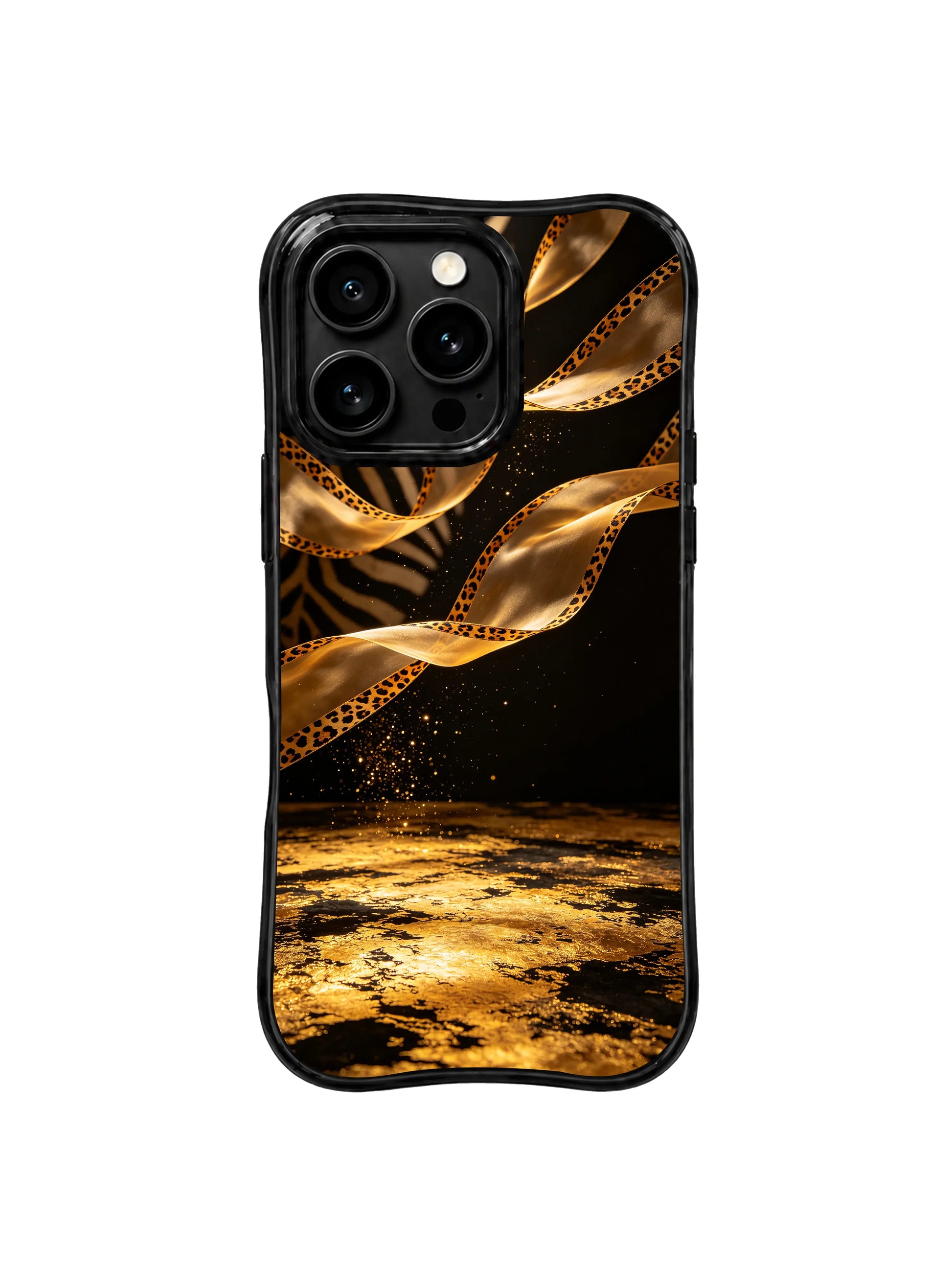 PhoneCasing iPhone 15 pro max casing with scratch-resistant matte black finish and fade-proof metallic gold print, long-lasting premium artistic phone cover.