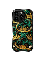 PhoneCasing iPhone 15 pro max casing with scratch-resistant matte finish and UV-printed regal gold emerald print, long-lasting premium artistic phone cover.