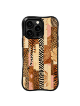 PhoneCasing iPhone 15 pro max case from the Wild Gilded Safari collection, bronze tiger weave design by artist Aurelia Wilden.