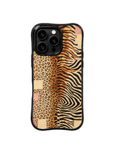PhoneCasing iPhone 15 pro max phone case with MagSafe compatibility, warm bronze tiger weave print, 10ft drop protection.