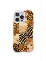 PhoneCasing iPhone 15 pro max phone case with MagSafe compatibility, vintage gold sand puzzle mark print, 10ft drop protection.