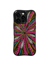 PhoneCasing iPhone 15 pro max phone case with MagSafe compatibility, bold hot pink wild rhythm pop print, 10ft drop protection.