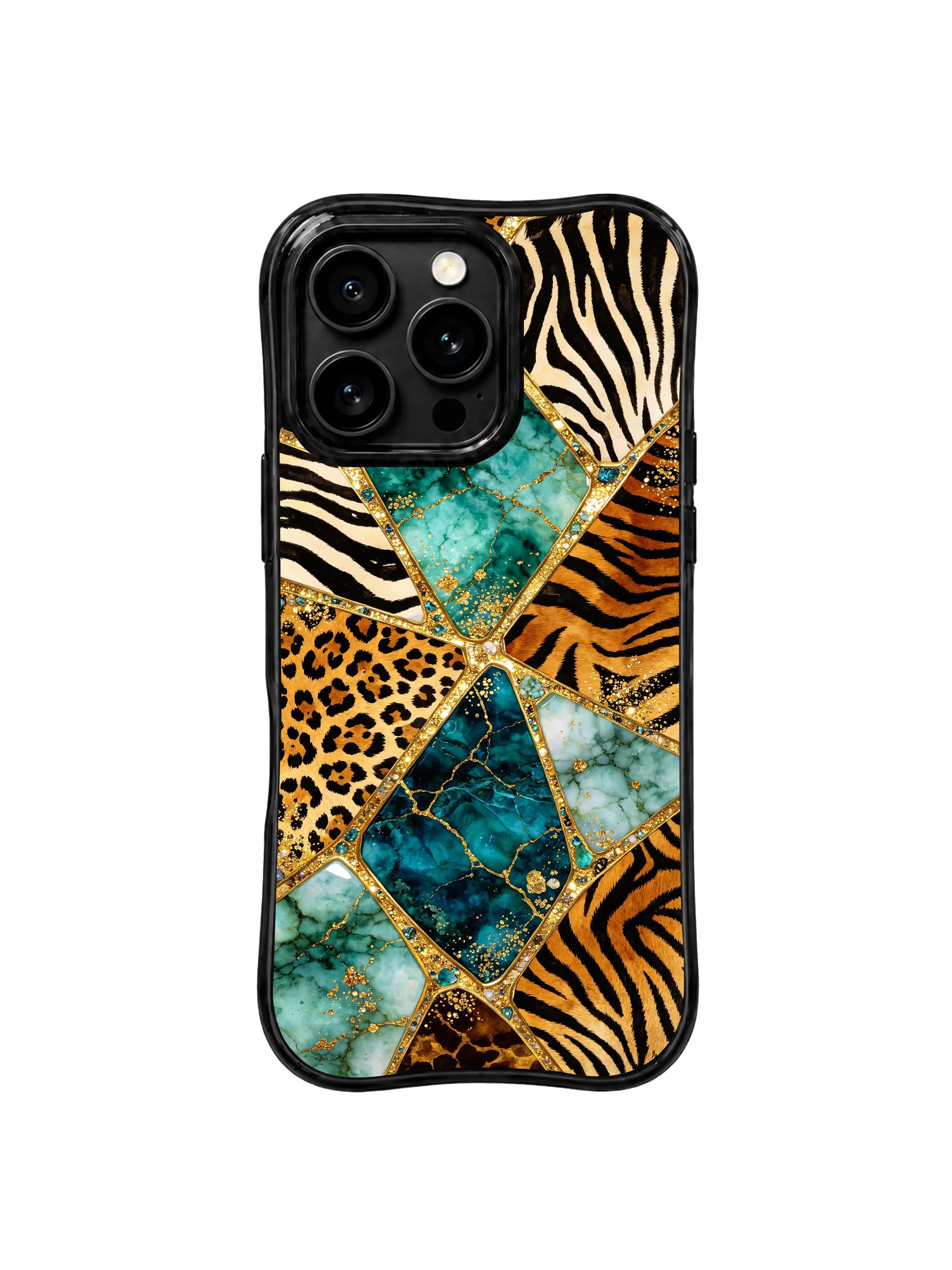 PhoneCasing iPhone 15 pro max phone case, slim profile wild gem facet design, military grade drop protective casing.