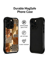 PhoneCasing iPhone 15 pro max phone case, slim profile bronze tiger weave design, military grade drop protective casing.