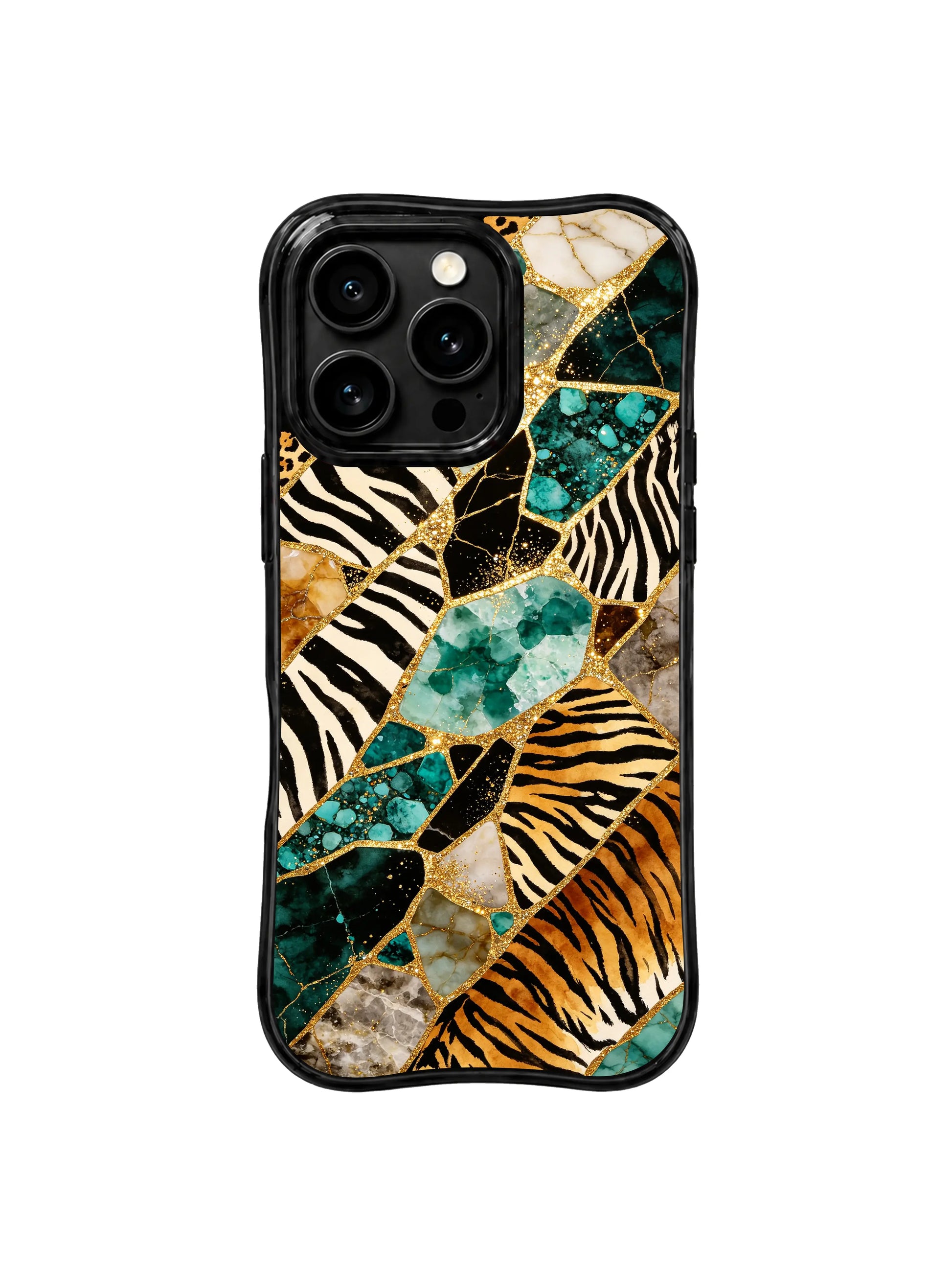 PhoneCasing iPhone 15 pro max case from the Wild Gilded Safari collection, wild gem facet design by artist Aurelia Wilden.