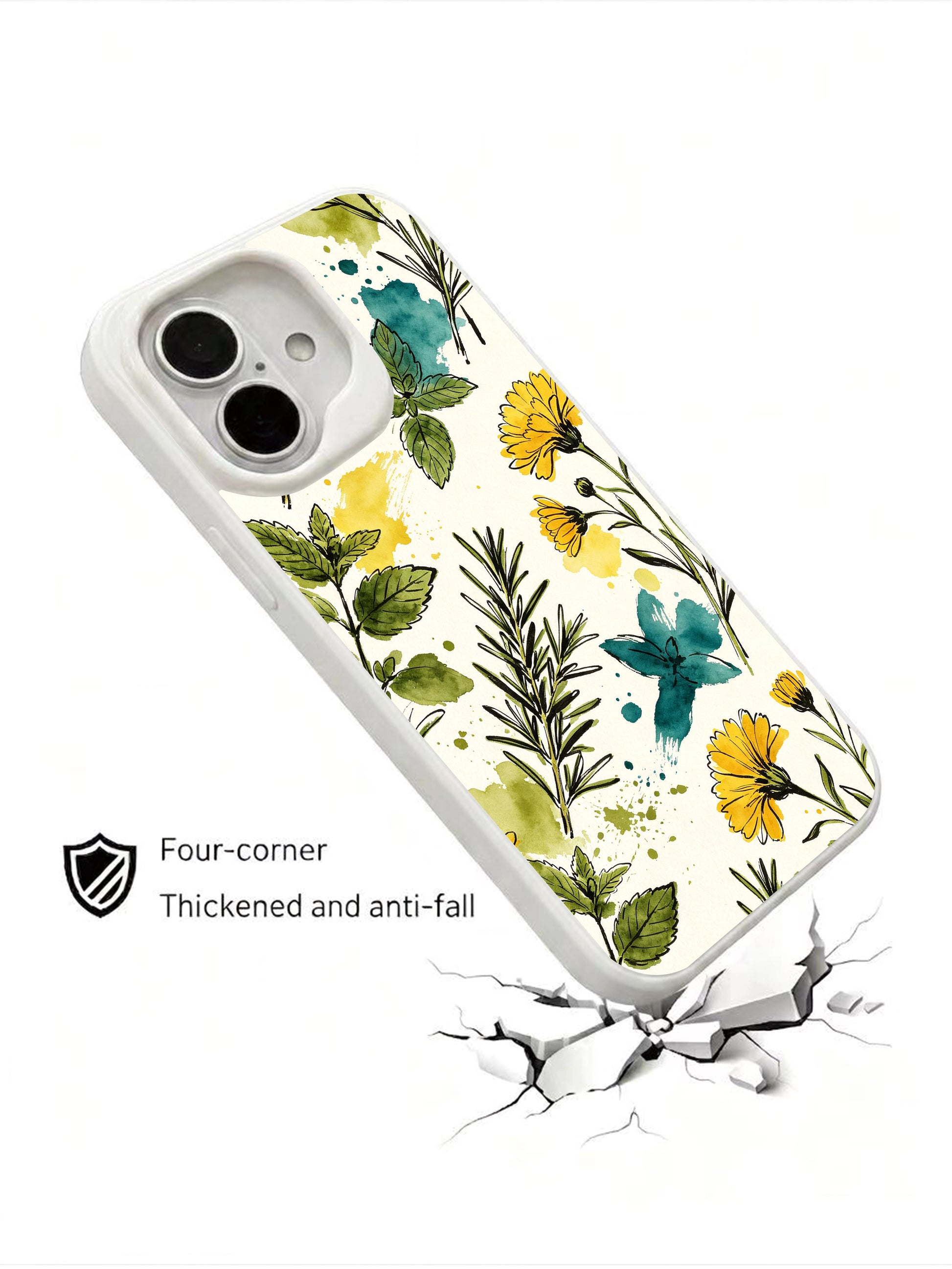 PhoneCasing iPhone 16 Case original design by artist Matisse Dufré, Rosemary Noon south France botanical illustration.