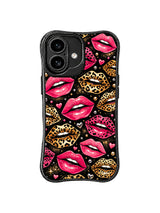 PhoneCasing iPhone 16 case with bold feminine glamour, pink lips, leopard-print motifs, and gemstone hearts for expressive iPhone 16 cases.