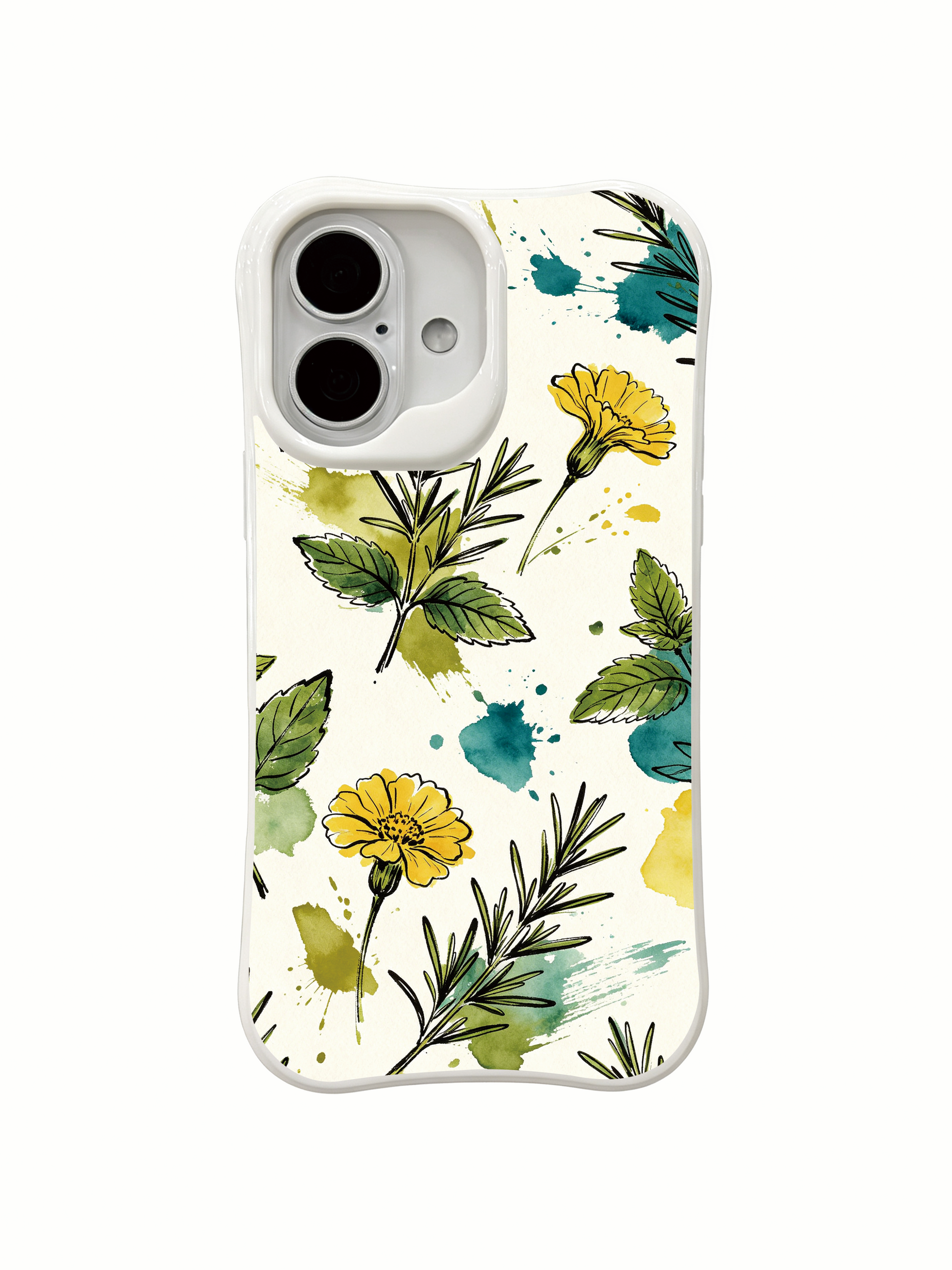 PhoneCasing iPhone 16 Case stylish botanical rosemary illustration, inspired by sunny southern French manor afternoons.