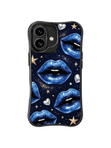 PhoneCasing iPhone 16 case with celestial diamond lips, navy background, and sparkling star details for expressive iPhone 16 cases.