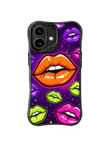 PhoneCasing iPhone 16 case featuring electric night lips with orange gloss and purple contrast for iPhone 16 Pro Max case shoppers.