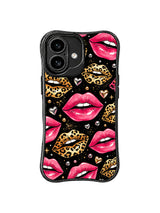PhoneCasing iPhone 16 case with glam leopard night styling, glossy pink lips, and jeweled hearts, suitable for shoppers browsing an iphone 16 cover.
