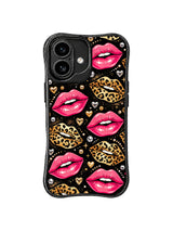 PhoneCasing iPhone 16 case featuring glossy pink lips against a black night field with sparkle and metallic details, a stylish iPhone16 casing option.