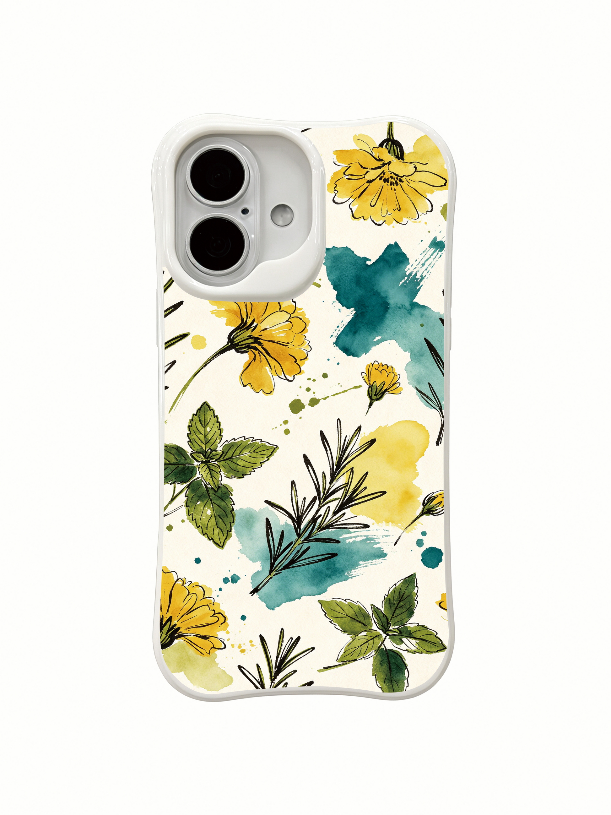PhoneCasing iPhone 16 Case charming herbal garden illustration, midday sunshine and fragrant rosemary scenery.