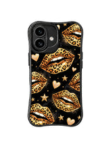 PhoneCasing iPhone 16 case with leopard heart glow artwork, glitter dust, and floating stars, a bold iPhone16 casing choice with personality.