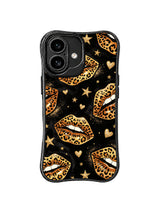 PhoneCasing iPhone 16 case with leopard kiss constellation styling, black background, and golden glitter details for shoppers comparing iPhone 16 Pro Max case looks.