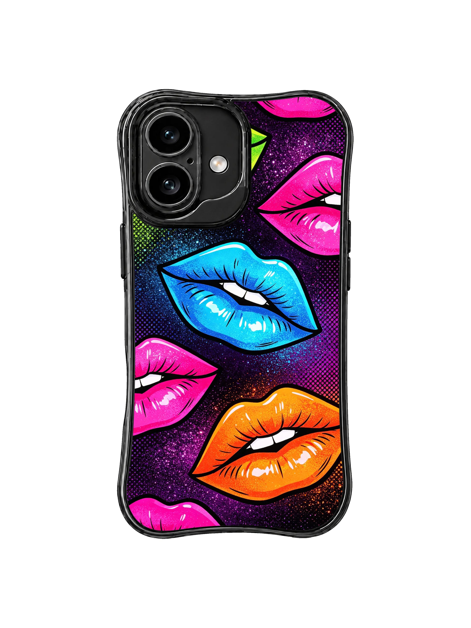 PhoneCasing iPhone 16 case featuring lime electric stage energy, colorful lips, and vivid pop contrast for a confident iPhone 16 Pro Max case look.