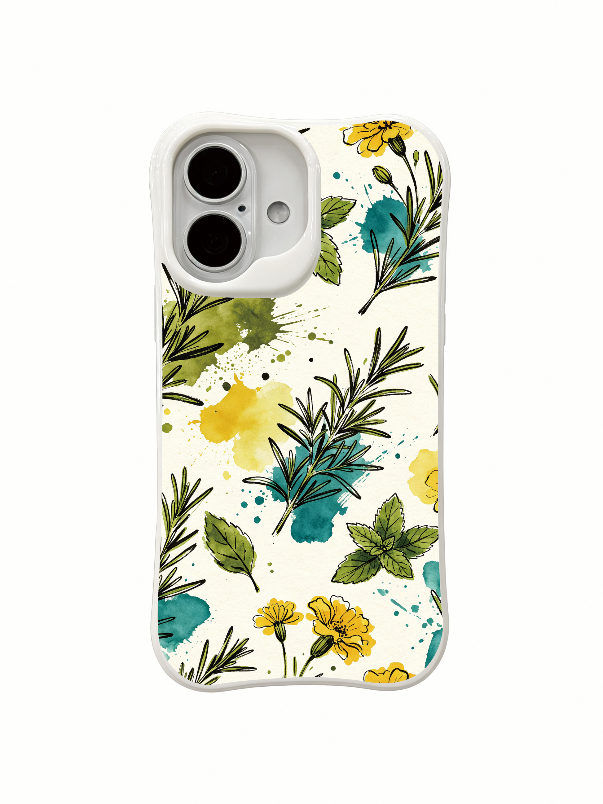 PhoneCasing iPhone 16 Case nature inspired art case, featuring aromatic rosemary and wild mint under midday sun.