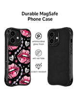 PhoneCasing iPhone 16 case with pink tiger stripe lips and crystal chain details for shoppers exploring bold iPhone 16 cases.