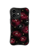 PhoneCasing iPhone 16 case with red velvet night artwork, burgundy lips, black lips, and a sophisticated iPhone 16 casing aesthetic.