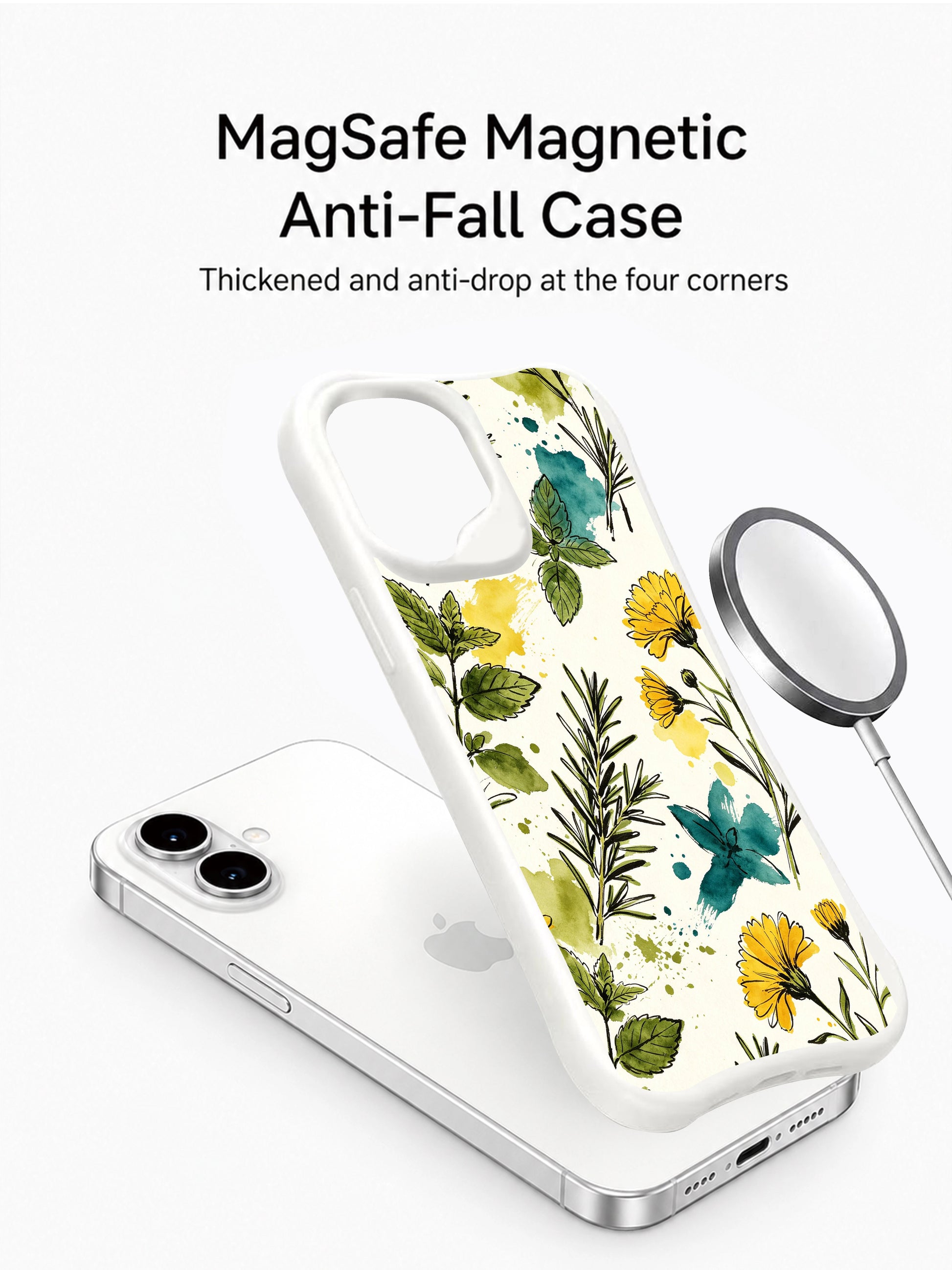 PhoneCasing iPhone 16 Case decorated with rosemary and wild mint nature print from Matisse Dufré Rosemary Noon collection.