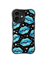 PhoneCasing iPhone 16 case with seafoam lip pattern, gold star details, pink hearts, and a bright iPhone16 casing aesthetic.