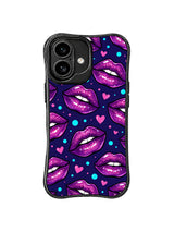 PhoneCasing iPhone 16 case with sparkle lips, night-blue background, and romantic pink heart details for a stylish iphone 16 cover.