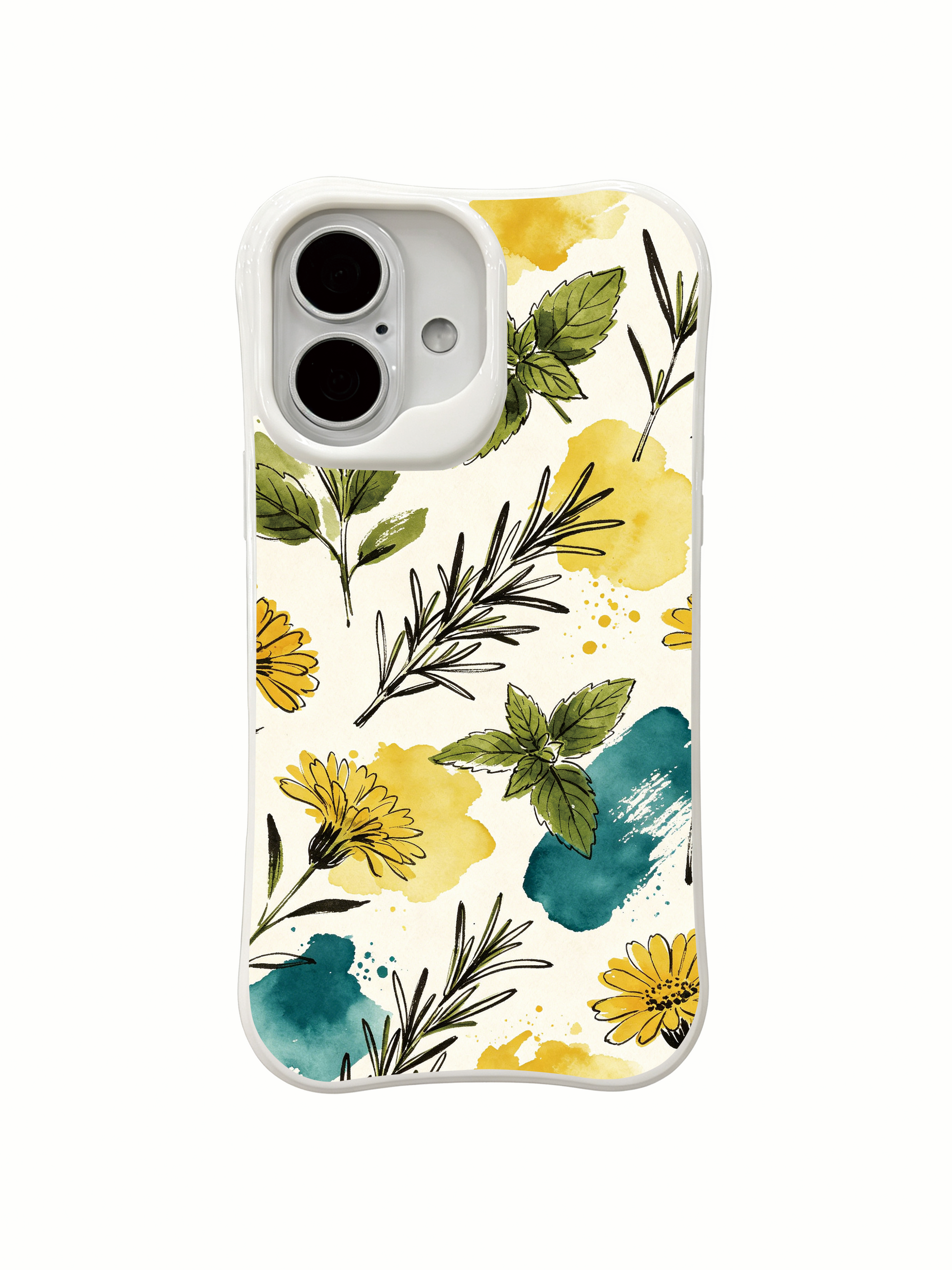 PhoneCasing iPhone 16 Case sunny manor botanical cover, artistic rosemary and mint illustration for daily use.