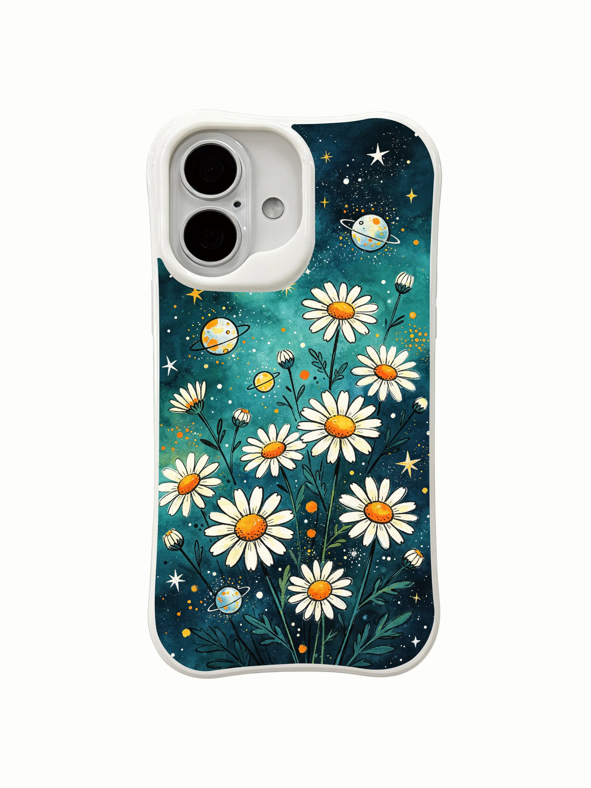 Bee and Floral Galaxy design by Mira Bloomwell on this PhoneCasing iPhone 16 Plus Case, perfect for nature and space lovers.
