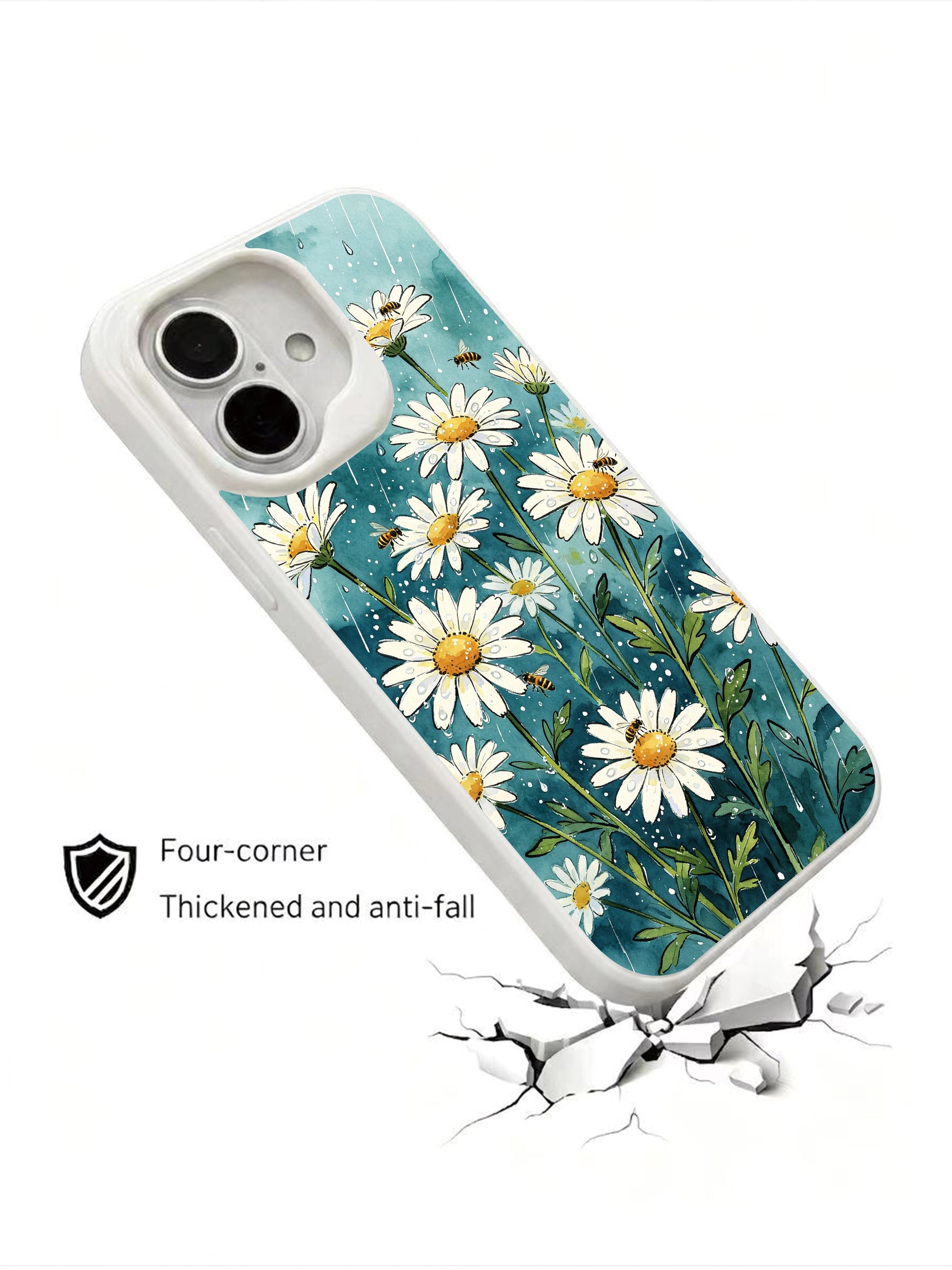 Blue Meadow Life illustration on this PhoneCasing iPhone 16 Plus Case, bringing calm and hopeful charm to your everyday carry.