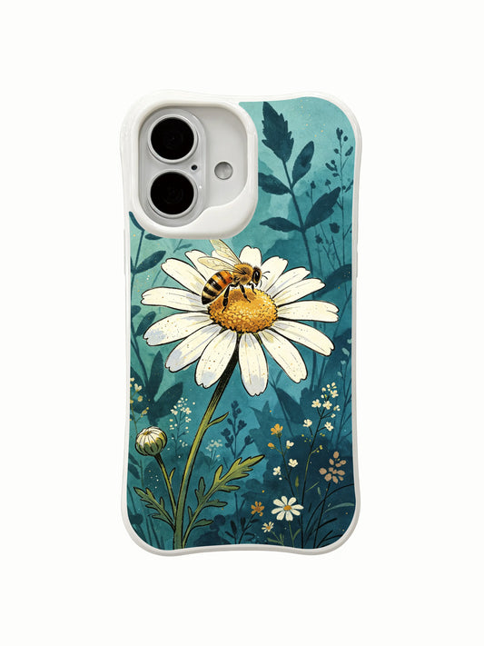 Elegant blue toned garden illustration on this PhoneCasing iPhone 16 Plus Case, unique artistic phone accessory.