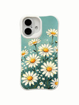 Calm Summer Daisies art by Mira Bloomwell on this PhoneCasing iPhone 16 Plus Case, bringing gentle warmth to your device.
