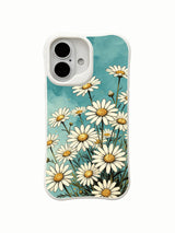 Carefree Blooming Daisies wearable art on this PhoneCasing iPhone 16 Plus Case, blending floral beauty with untamed nature vibes.
