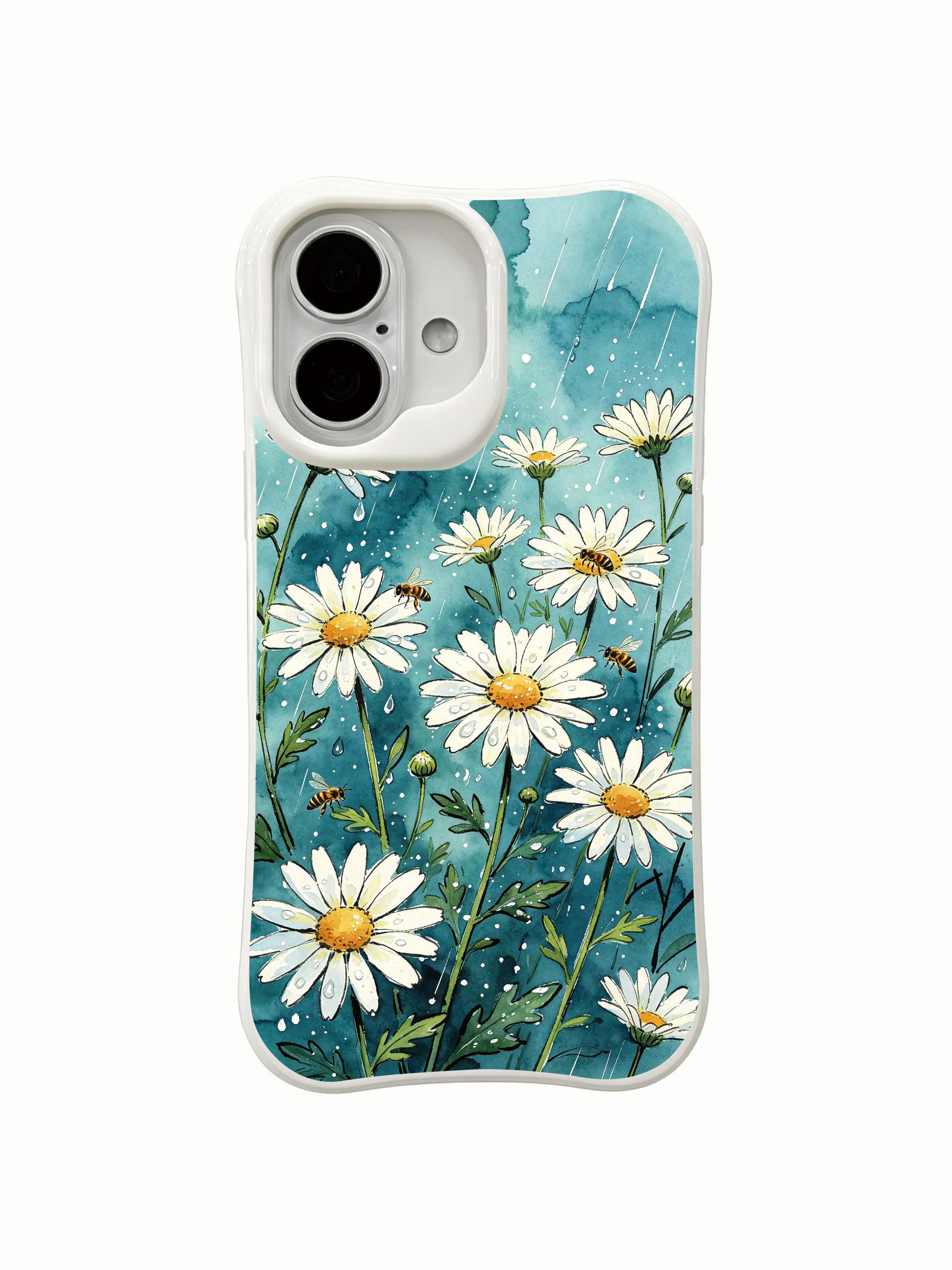 Cottagecore Blue Meadow design on this PhoneCasing iPhone 16 Plus Case, a handcrafted piece inspired by post-rain summer meadows.