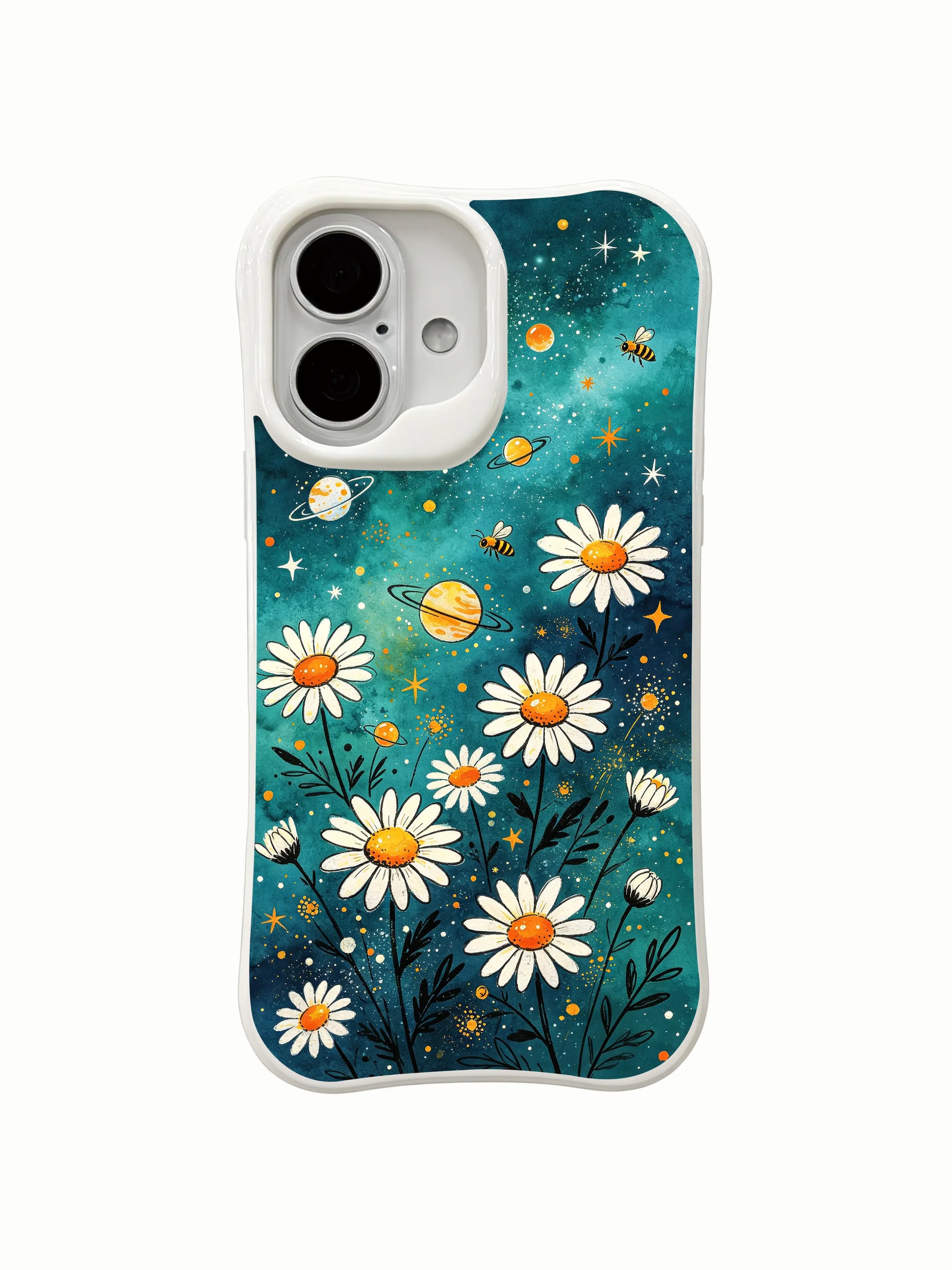 Cottagecore Space Floral design on this PhoneCasing iPhone 16 Plus Case, a handcrafted piece inspired by starry meadows.