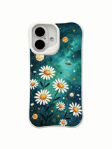 Dreamy Daisy Galaxy Adventure wearable art on this PhoneCasing iPhone 16 Plus Case, crafted in California with UV-printed print.