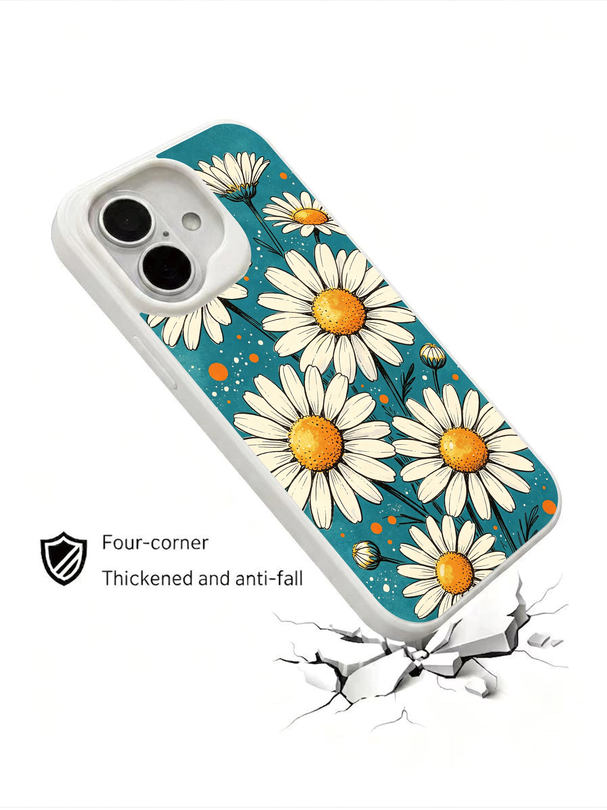 Mira Bloomwell’s Daisy Sun Vibes art on this PhoneCasing iPhone 16 Plus Case, a limited edition piece for lovers of cheerful floral themes.