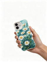 Watercolor-style daisies on an iPhone 16 Pro Max case