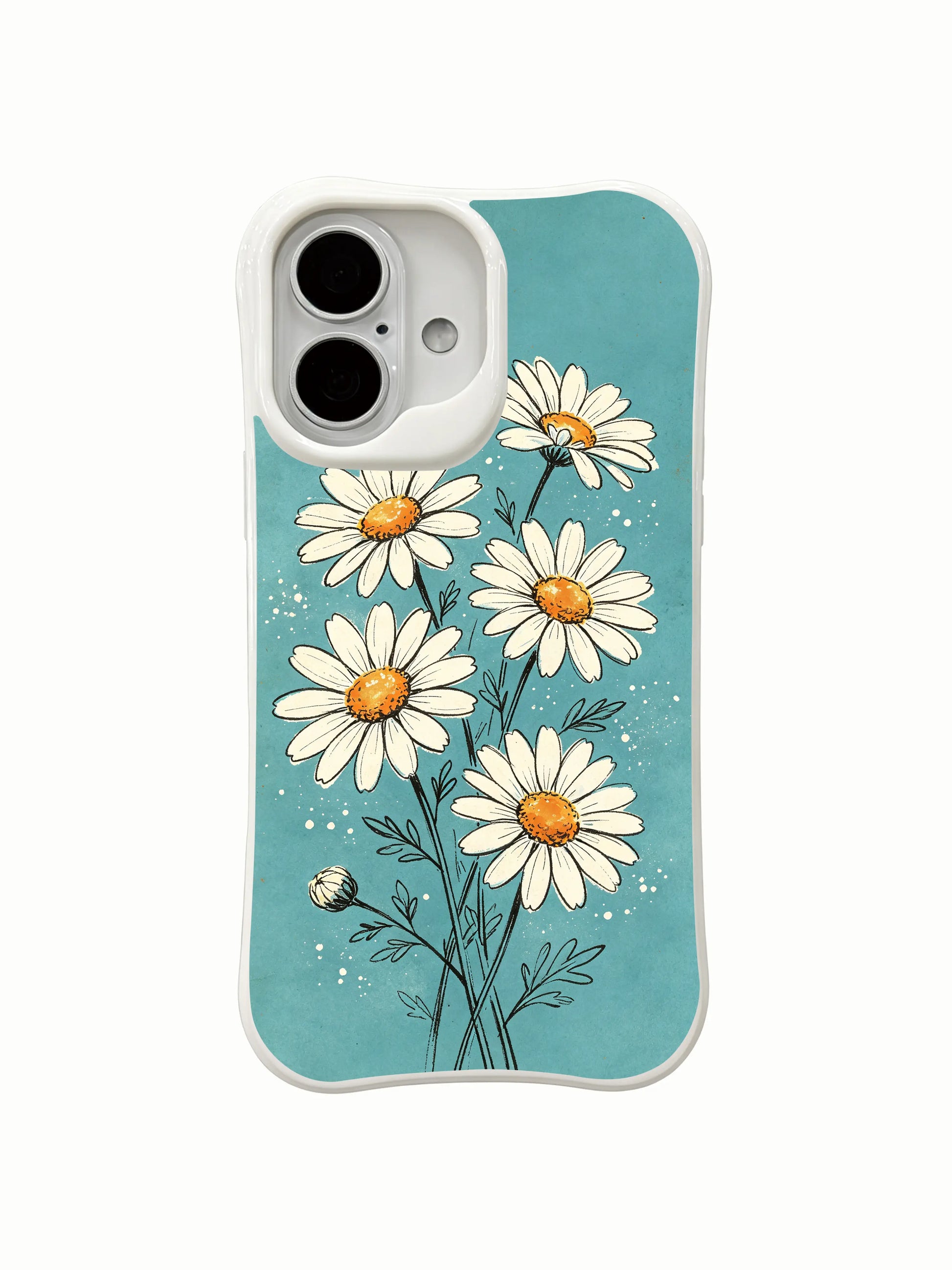 Dreamy nostalgic floral art on this PhoneCasing iPhone 16 Plus Case, capturing quiet love and calm with blooming daisies.