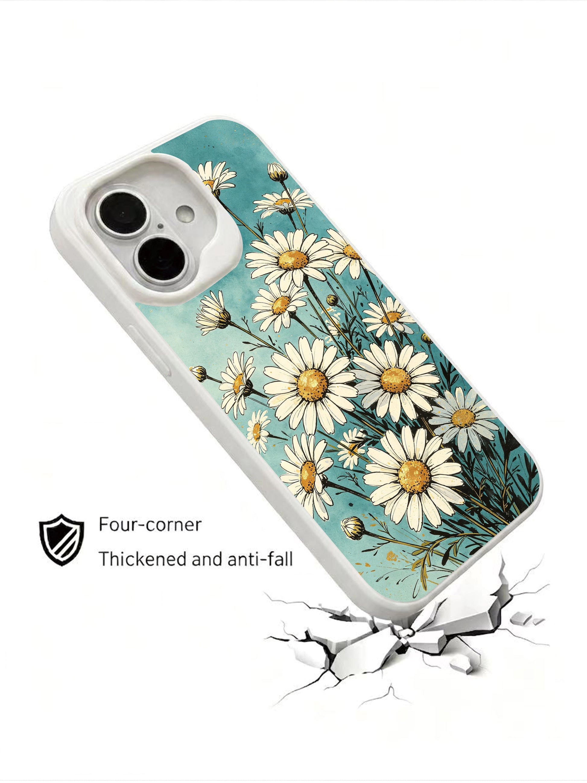 Mira Bloomwell’s Freeform Daisy Vibes art on this PhoneCasing iPhone 16 Plus Case, a limited edition piece for lovers of organic floral themes.