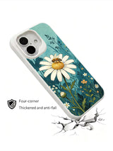 Charming garden guest artwork on this PhoneCasing iPhone 16 Plus Case, featuring a honeybee resting on a full bloom daisy.