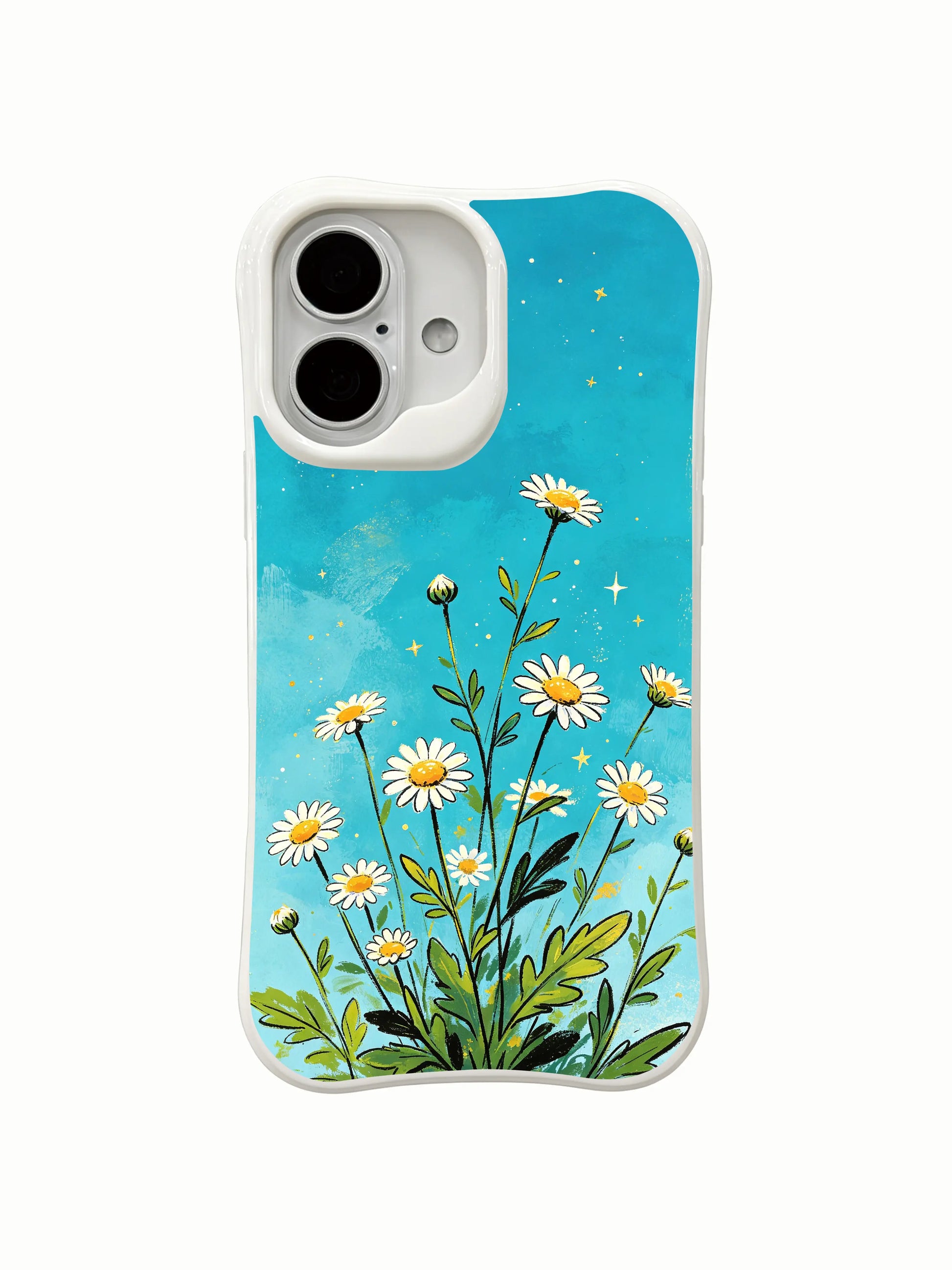 Hand-drawn night blooms on this PhoneCasing iPhone 16 Plus Case, Mira Bloomwell’s take on quiet growth and starlight.
